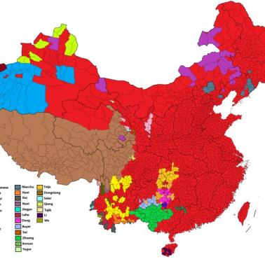 Lista grup etnicznych, w których stanowią większość lub prawie większość według powiatów w Chinach
