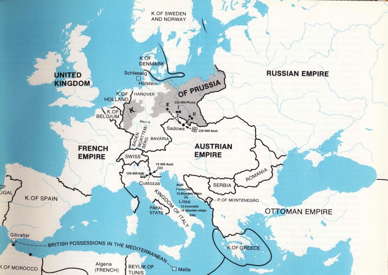 Europa podczas trzeciej włoskiej wojny o niepodległość i wojny austro-pruskiej, lipiec 1866
