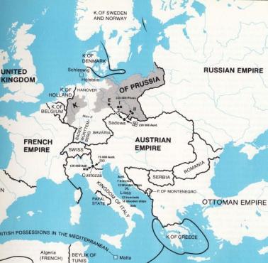 Europa podczas trzeciej włoskiej wojny o niepodległość i wojny austro-pruskiej, lipiec 1866