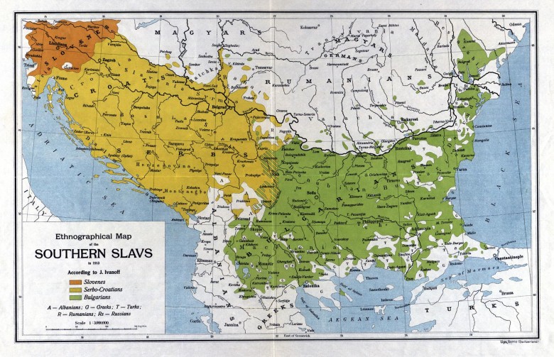 Mapa etnograficzna Słowian południowych z 1913 roku