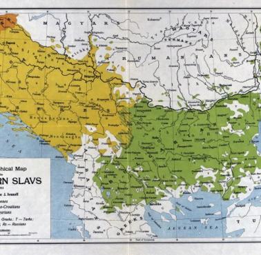 Mapa etnograficzna Słowian południowych z 1913 roku