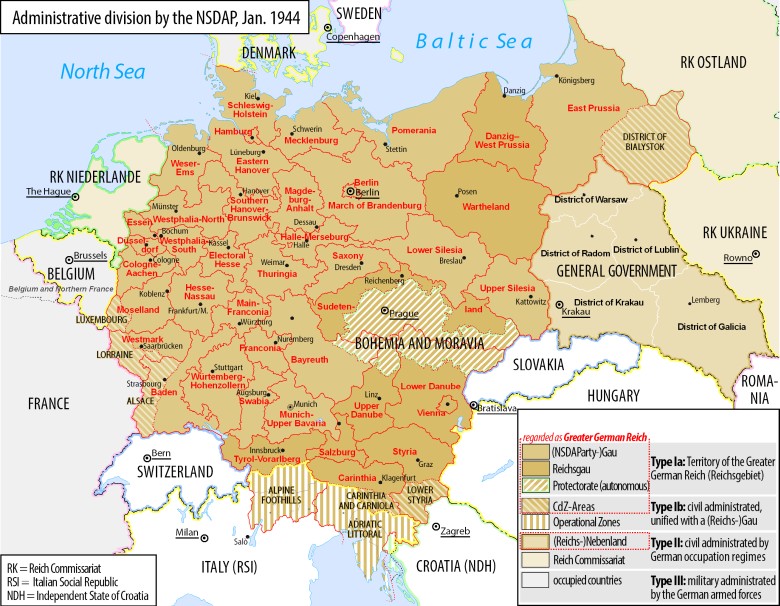 Podziały administracyjne nazistowskich Niemiec w 1944 roku
