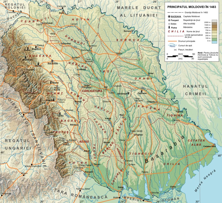 Księstwo Mołdawii w 1483 roku, za panowania Stefana Wielkiego (1457-1504)