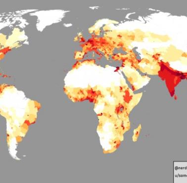 Mapa gęstości zaludnienia świata