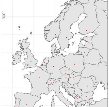 Centrum ludnościowe poszczególnych europejskich państw