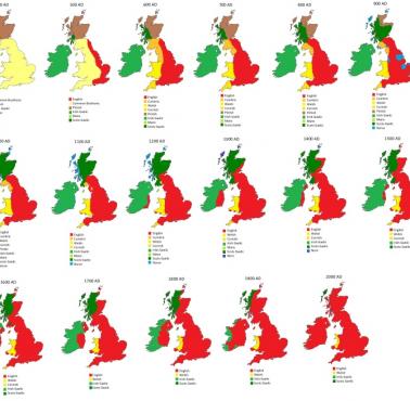 Języki używane na Wyspach Brytyjskich od 400 roku do 2000