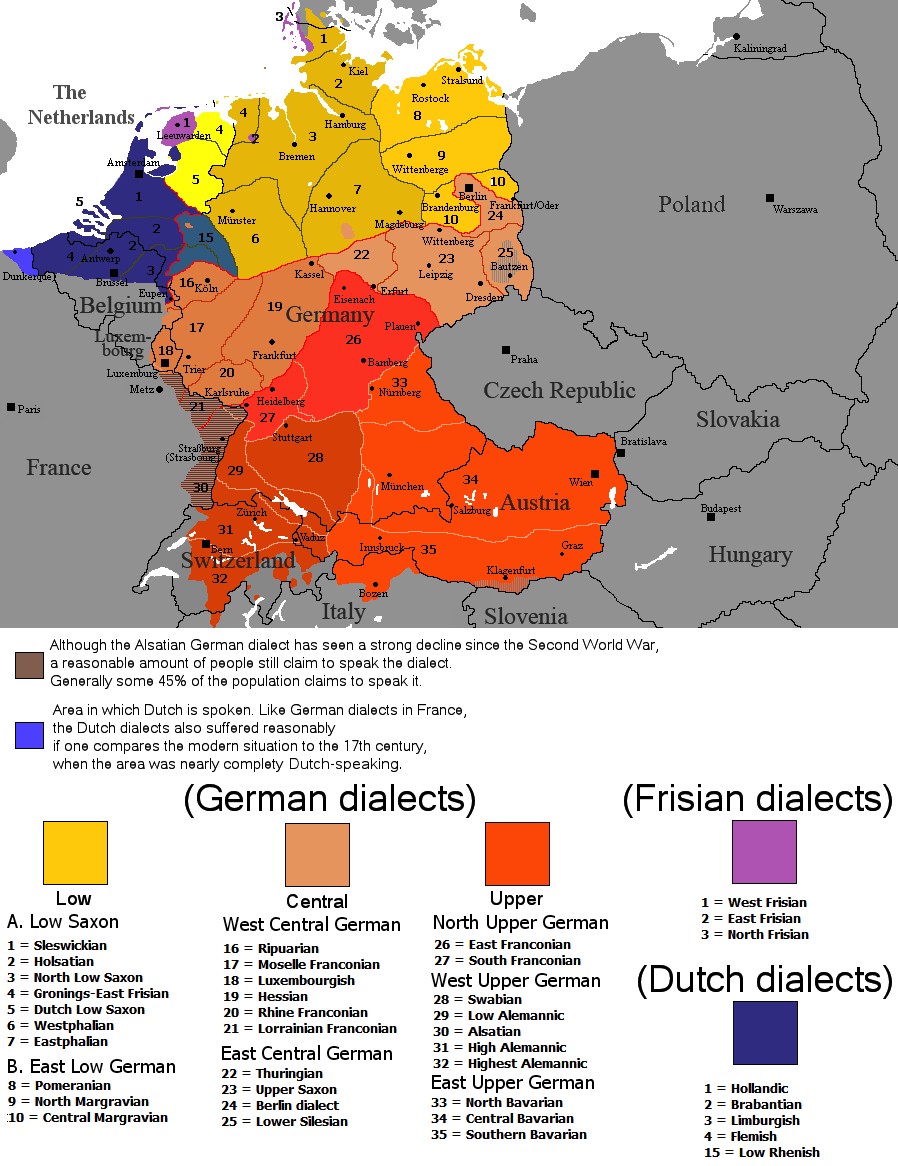 Dialekty niemiecki, holenderski i fryzyjski