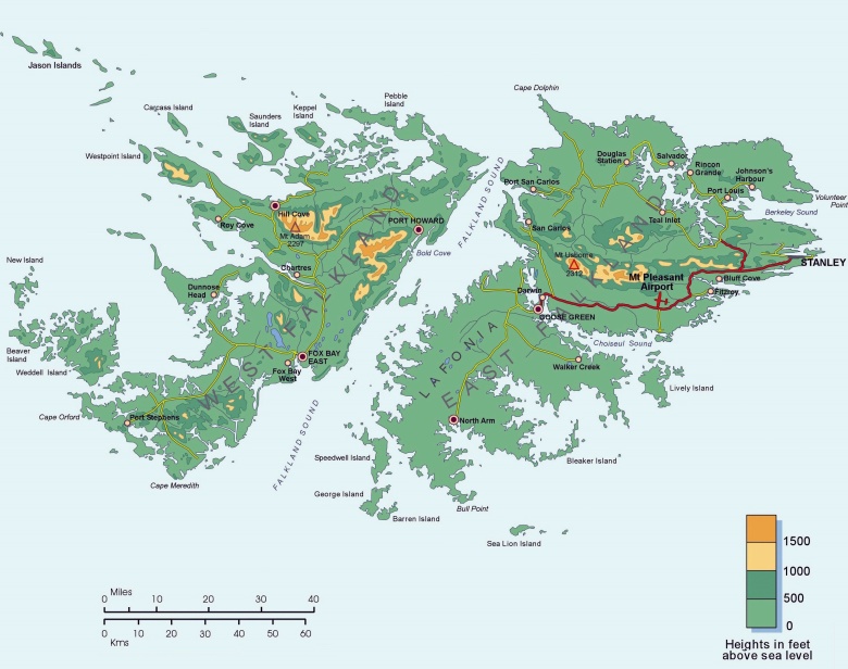 Mapa Falklandów (Malwiny)