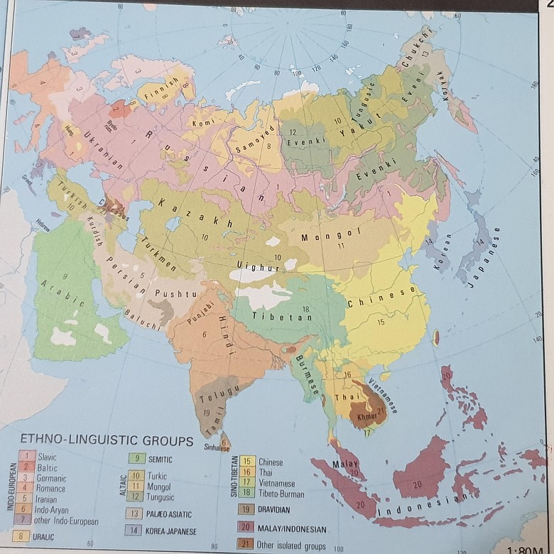 Etno-lingwistyczne grupy Azji (Atlas świata z 1989 roku)