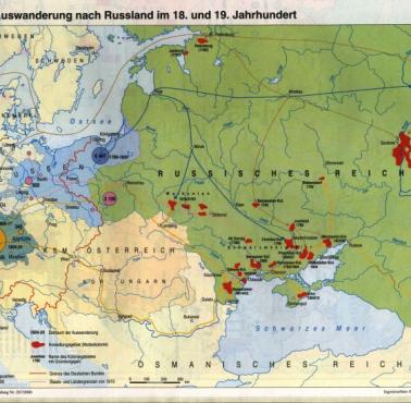 Osadnictwo niemieckie i szlaki migracji ludności niemieckiej w Rosji, XVIII i XIX wiek