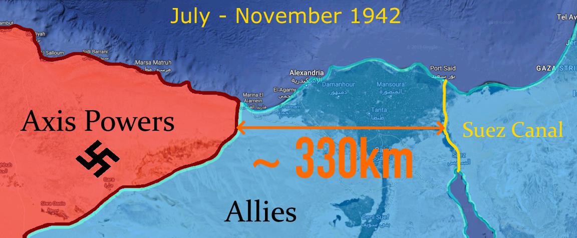 Jak daleko Afrika Korps był od Kanału Sueskiego w 1942 roku