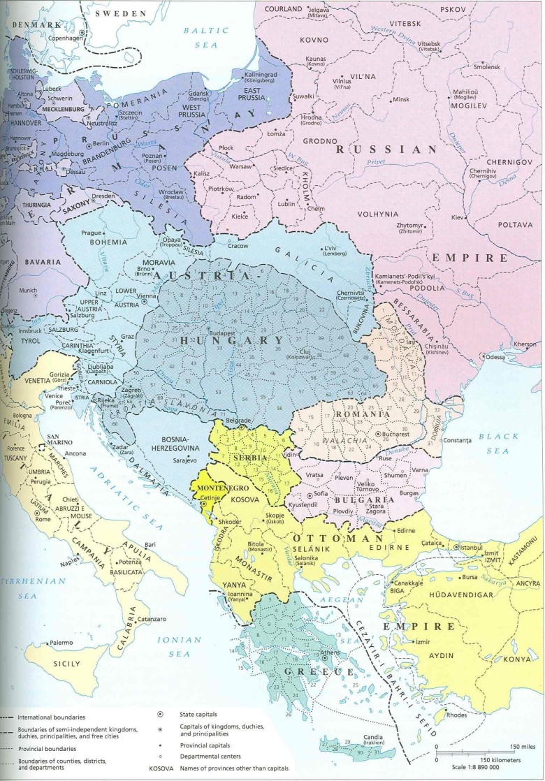 Europa Środkowo-Wschodnia i Bałkany przed wojnami bałkańskimi, 1910 roku