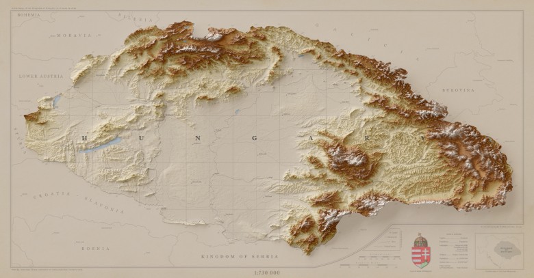 Reliefowa mapa Królestwa Węgierskiego z 1891 roku