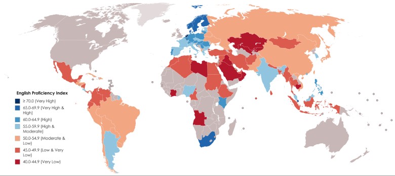 Znajomość angielskiego na świecie, World English Proficiency Index 2019
