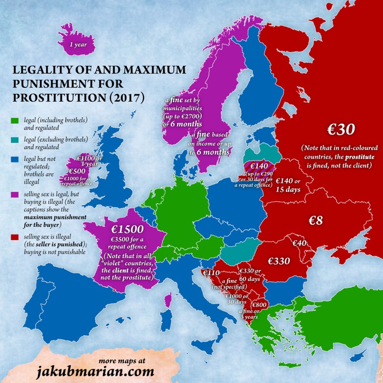 Legalność prostytucji w całej Europie, 2017