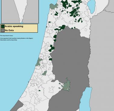 Mapa ludności arabskiej w Izraelu i spornych terytoriach Palestyny, 2015