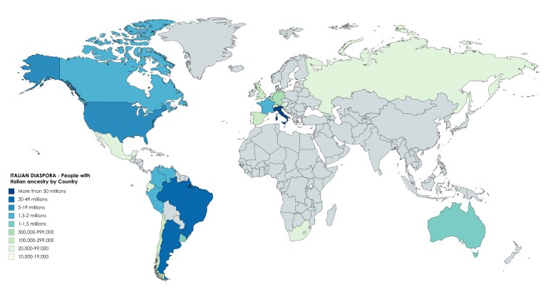 Włoska diaspora według kraju