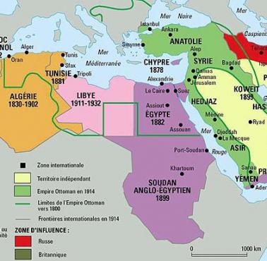 Mapa Bliskiego Wschodu w przeddzień I wojny światowej