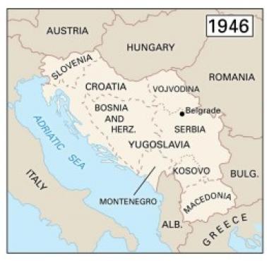 Mapa Jugosławii: 1919 vs. 1946 vs. 1992