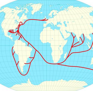 Główne trasy światowego handlu przed 1856 rokiem