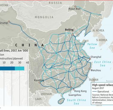 Sieć kolei dużych prędkości w Chinach, 2017