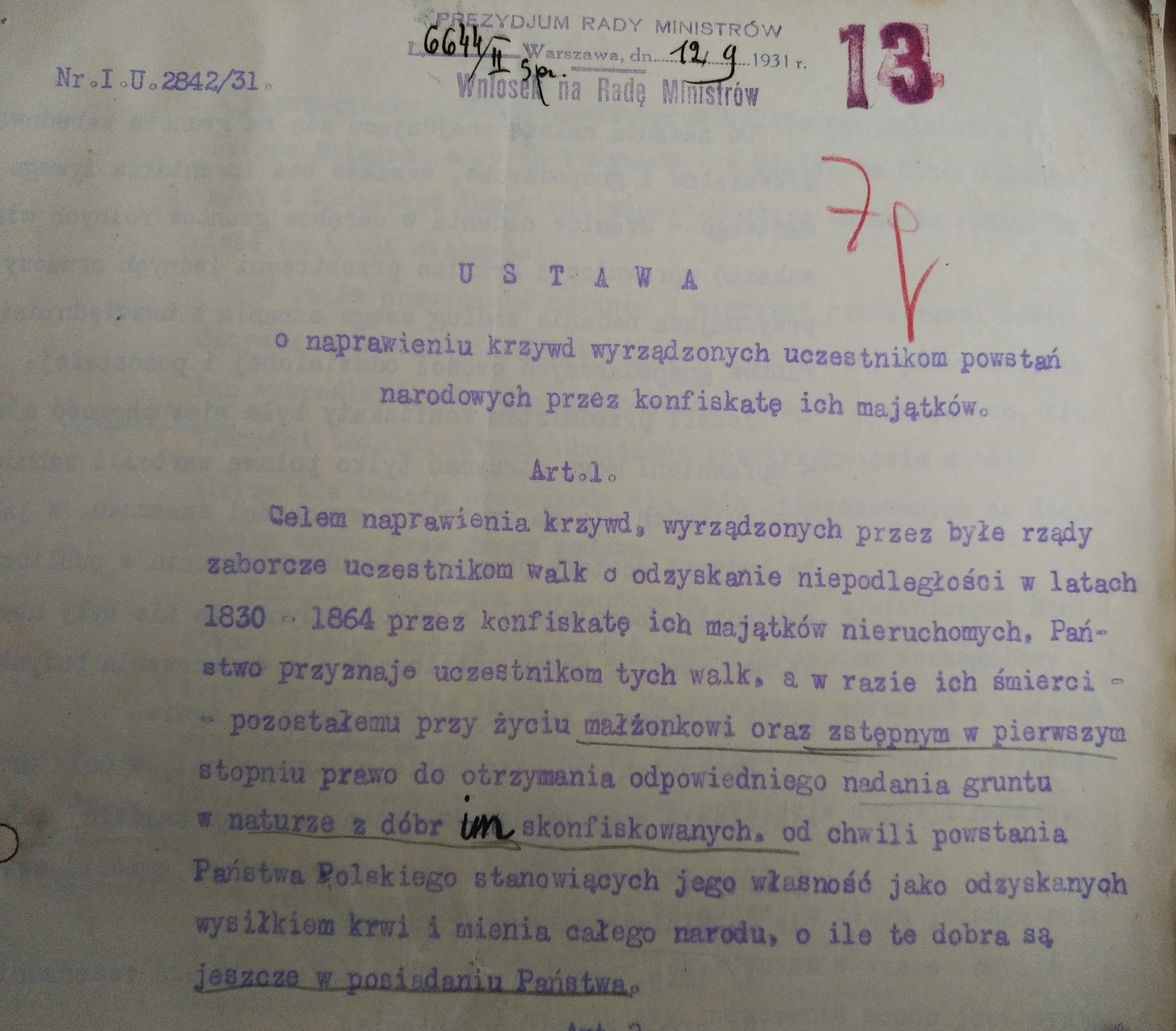 Ustawa o naprawieniu krzywd ... , II RP 1931, czy III RP się doczeka?