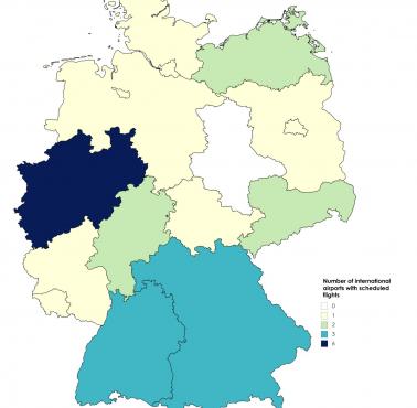Liczba lotnisk międzynarodowych z regularnymi lotami w Niemczech według stanu