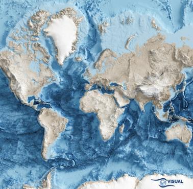 Reliefowa mapa świata (topograficzna)