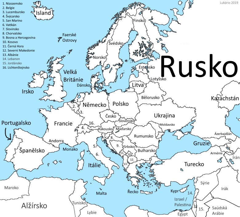 Nazwy europejskich państw po czesku