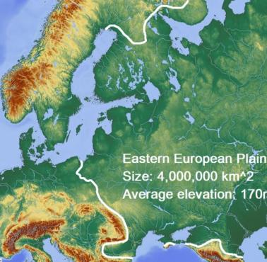 Mapa reliefowa Europy Wschodniej i Środkowej