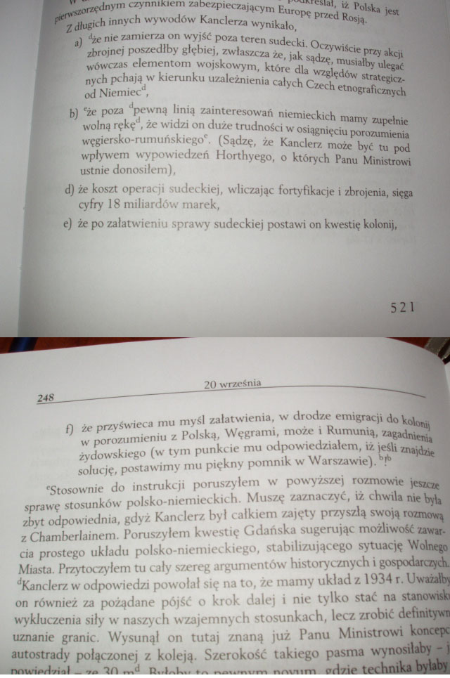 Z listu ambasadora Lipskiego do Becka o rozmowie z kanclerzem Hitlerem 20 września 1938 r.