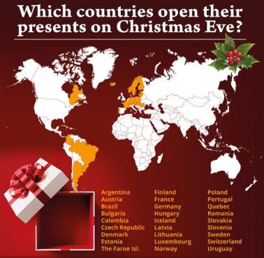 Kraje, w których otwierają prezenty w Wigilię Bożego Narodzenia