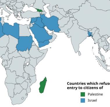 Kraje, które odmawiają wjazdu obywatelom Palestyny lub Izraela