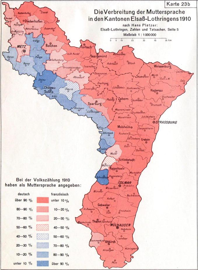 Skład etniczny Alzacji i Lotaryngii w 1910 roku