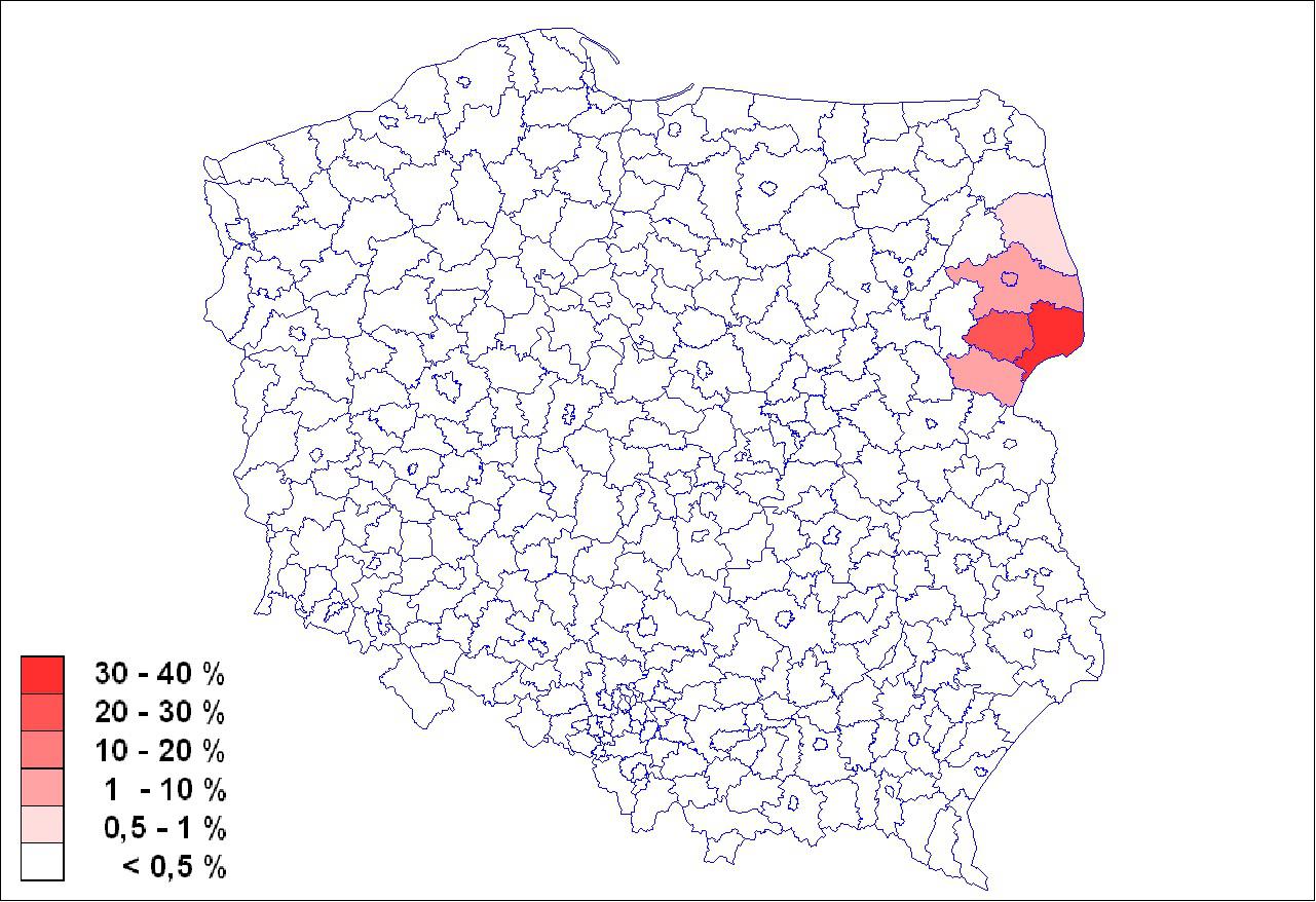 Białorusini mieszkający w Polsce w 2002 roku