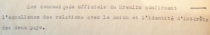 Telegram z gratulacjami dla Hitlera z Moskwy, 26 VI 1940. Tuż po klęsce Francji - i kolejnym tryumfie Niemiec