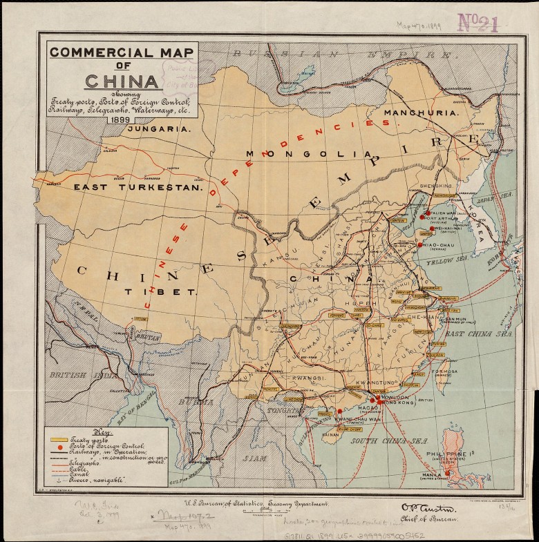 Mapa handlowa Chin z 1899 roku