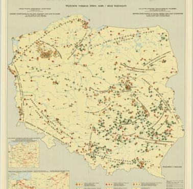 Walki zbrojne na terenie okupowanej Polski w latach 1939-45. Mapa nie uwzględnia walk z Rosjanami i ich agenturą 1939-56