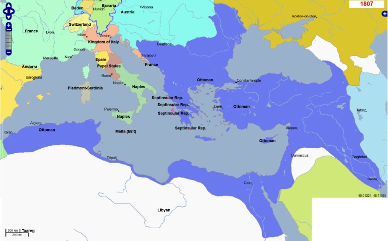W przededniu upadku Imperium Osmańskiego w 1807 roku