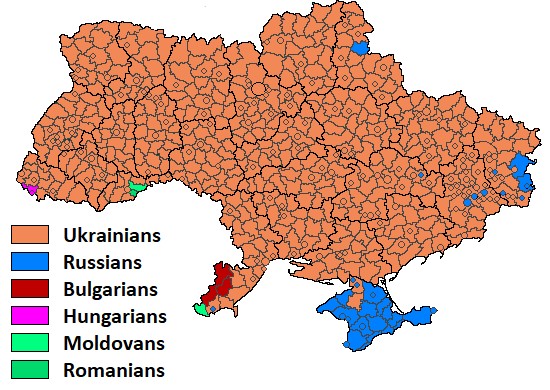 Dominujące grupy etyczne na Ukrainie, 2001