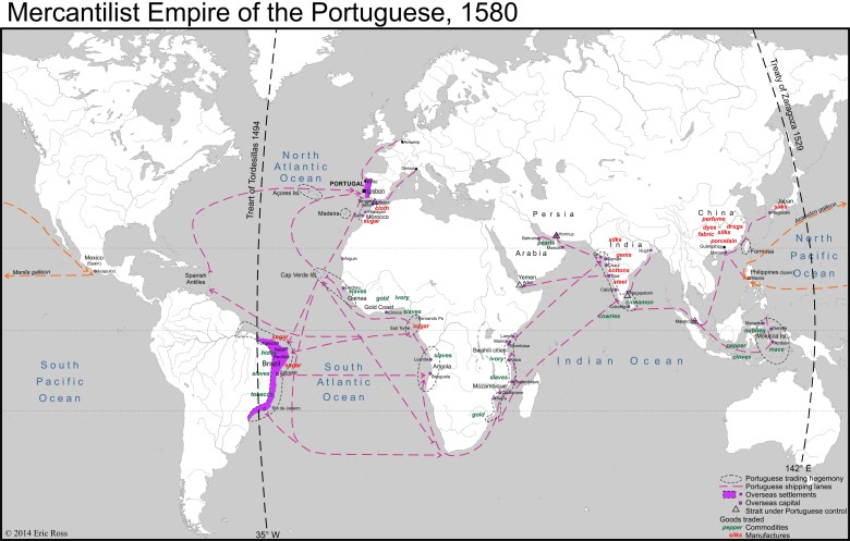 Szlaki handlowe Portugalii, 1580