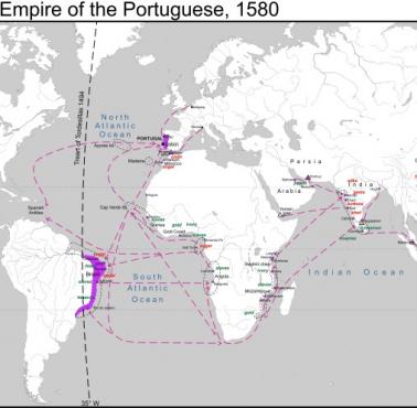 Szlaki handlowe Portugalii, 1580