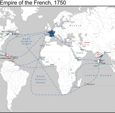 Francuskie szlaki handlowe z ok. 1750 roku
