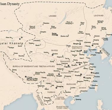 Mapa Chin w czasach dynastii Yuan, 1330