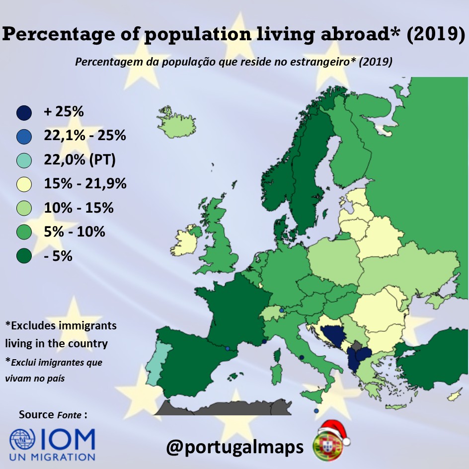 Odsetek ludności mieszkającej za granicą w krajach europejskich