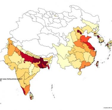 Gęstość zaludnienia w Azji Południowej i Wschodniej