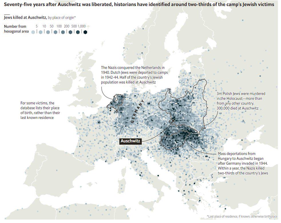 Skąd pochodziły ofiary niemieckiego obozu Auschwitz (zidentyfikowano 2/3 ofiar)