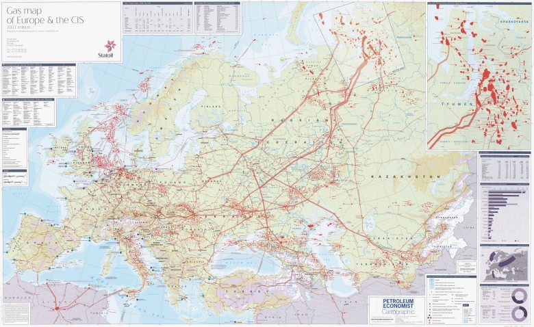 Mapa gazowa Europy i WNP, 2011