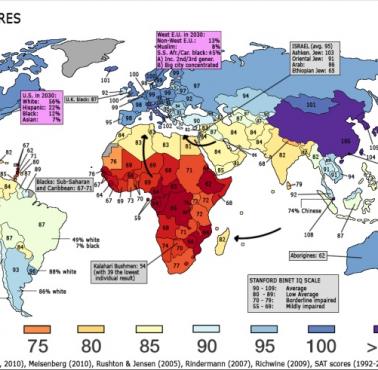 Średni iloraz inteligencji IQ według kraju
