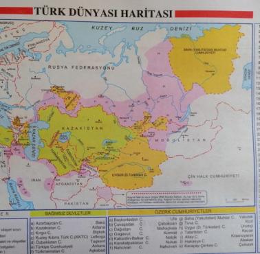 Mapa języków tureckich w podręcznikach w Turcji